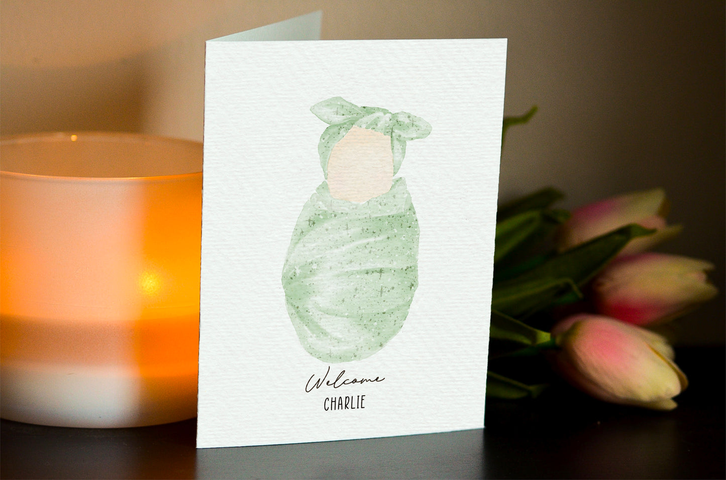 Swaddled Baby Card