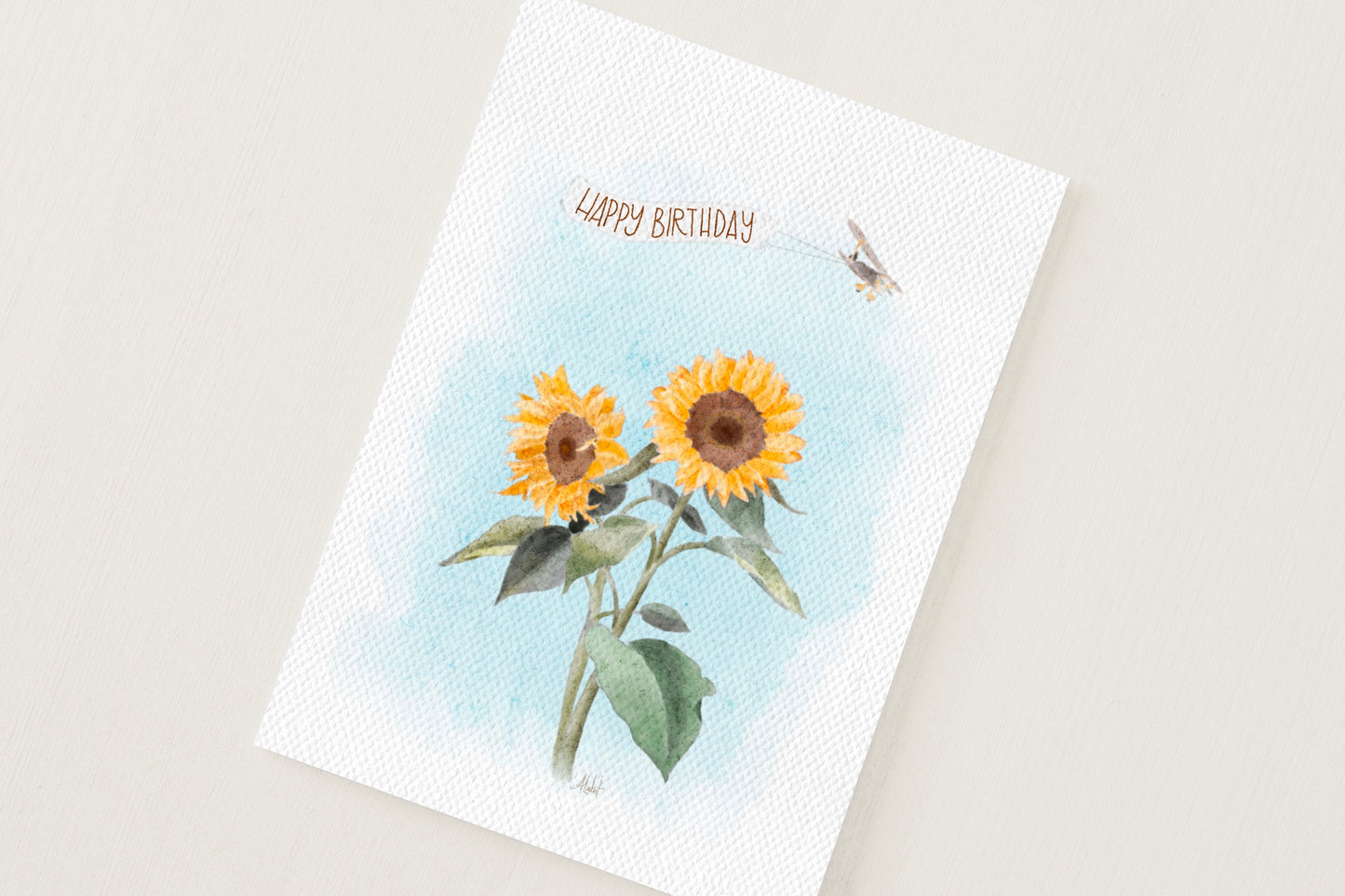 Custom Flying Over Sunflowers Card