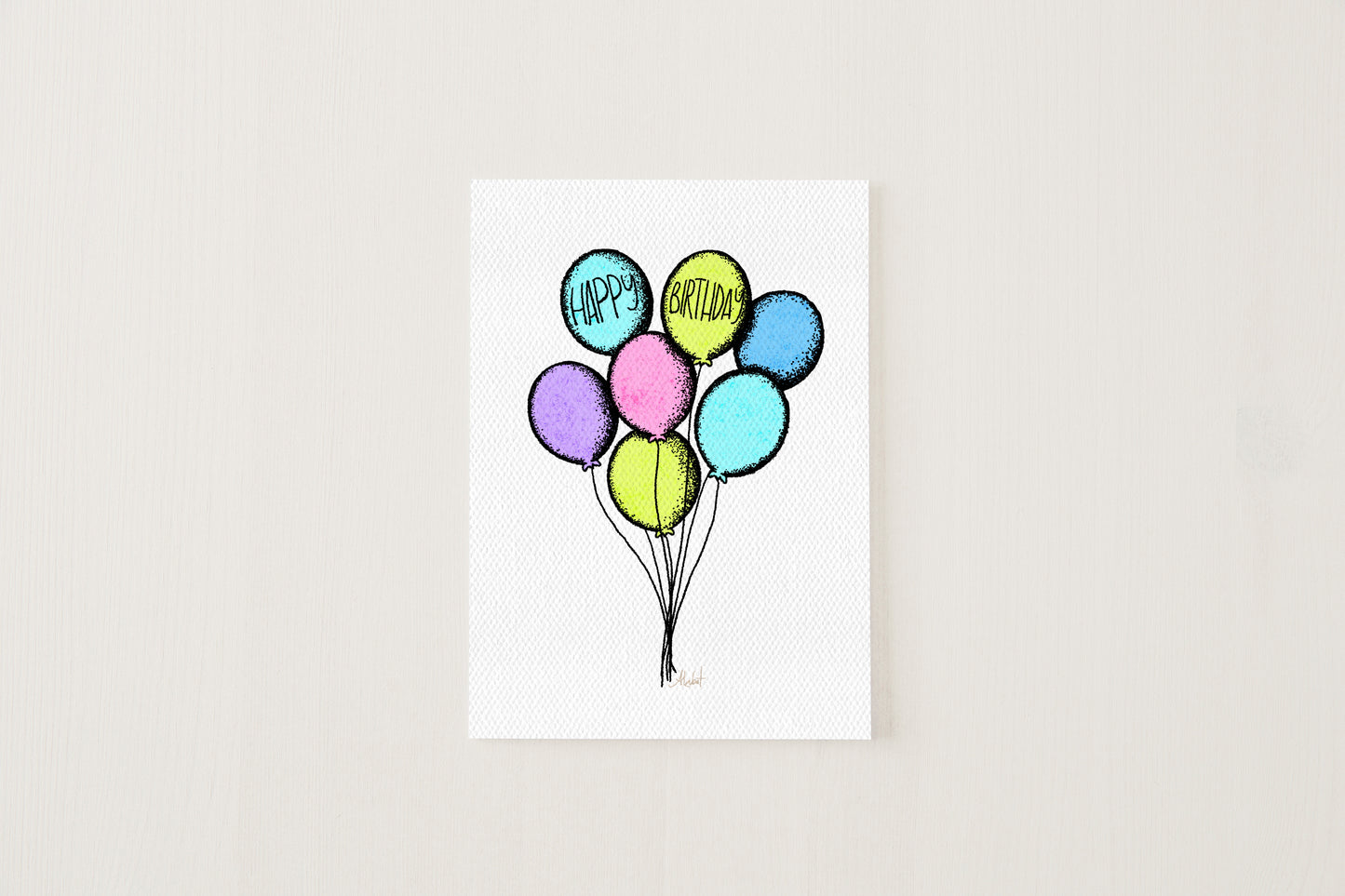 Stipple Happy Birthday Balloon