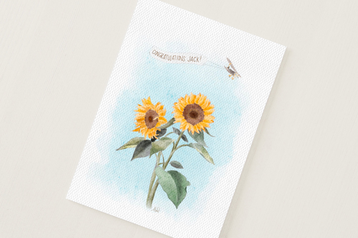 Custom Flying Over Sunflowers Card