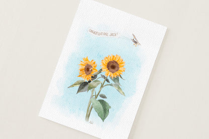 Custom Flying Over Sunflowers Card