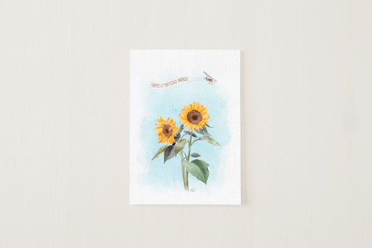 Custom Flying Over Sunflowers Card